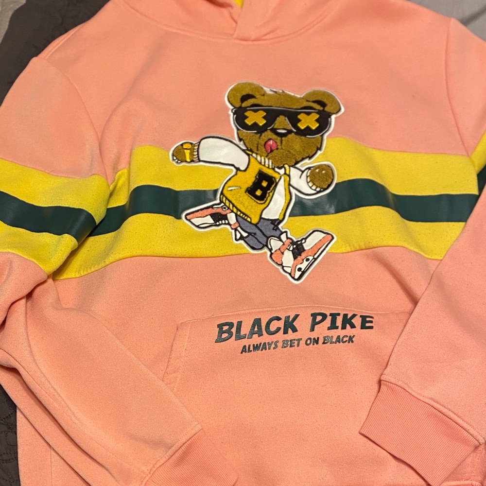 Women's Peach Hoodie with Bear Graphic